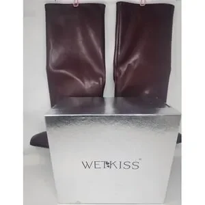 Wetkiss | Shoes | Wetkiss Burgundy Fold Over Boots Pointed Toe Kitten ...